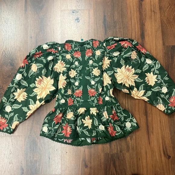 Farm Rio Pineapple Garden Green Blouse sz S - Picture 5 of 6